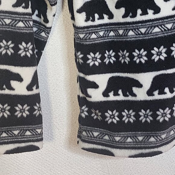 Falls Creek Black White ¼ Zip LS Poly Fleece Bear Motif Pull On Shacket Sz S 6/7 - Picture 11 of 16